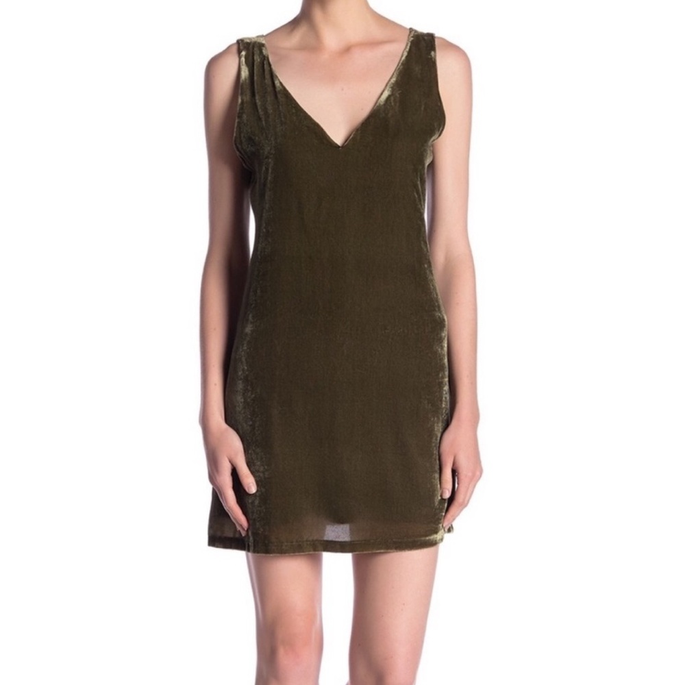 Melloday Crushed Velvet Green Sleeveless Shift Dress Women’s Size Small